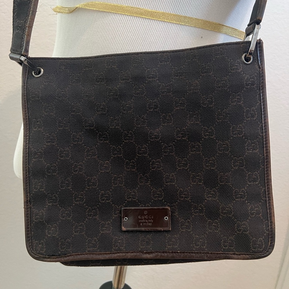Gucci Monogram Messenger Bag Dark Brown